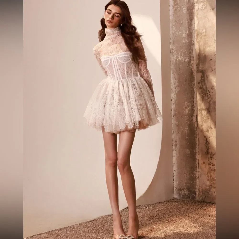 NWOT Maraya Arabella Lace Mini Dress in WhiteBronx and Banco - Picture 2 of 16